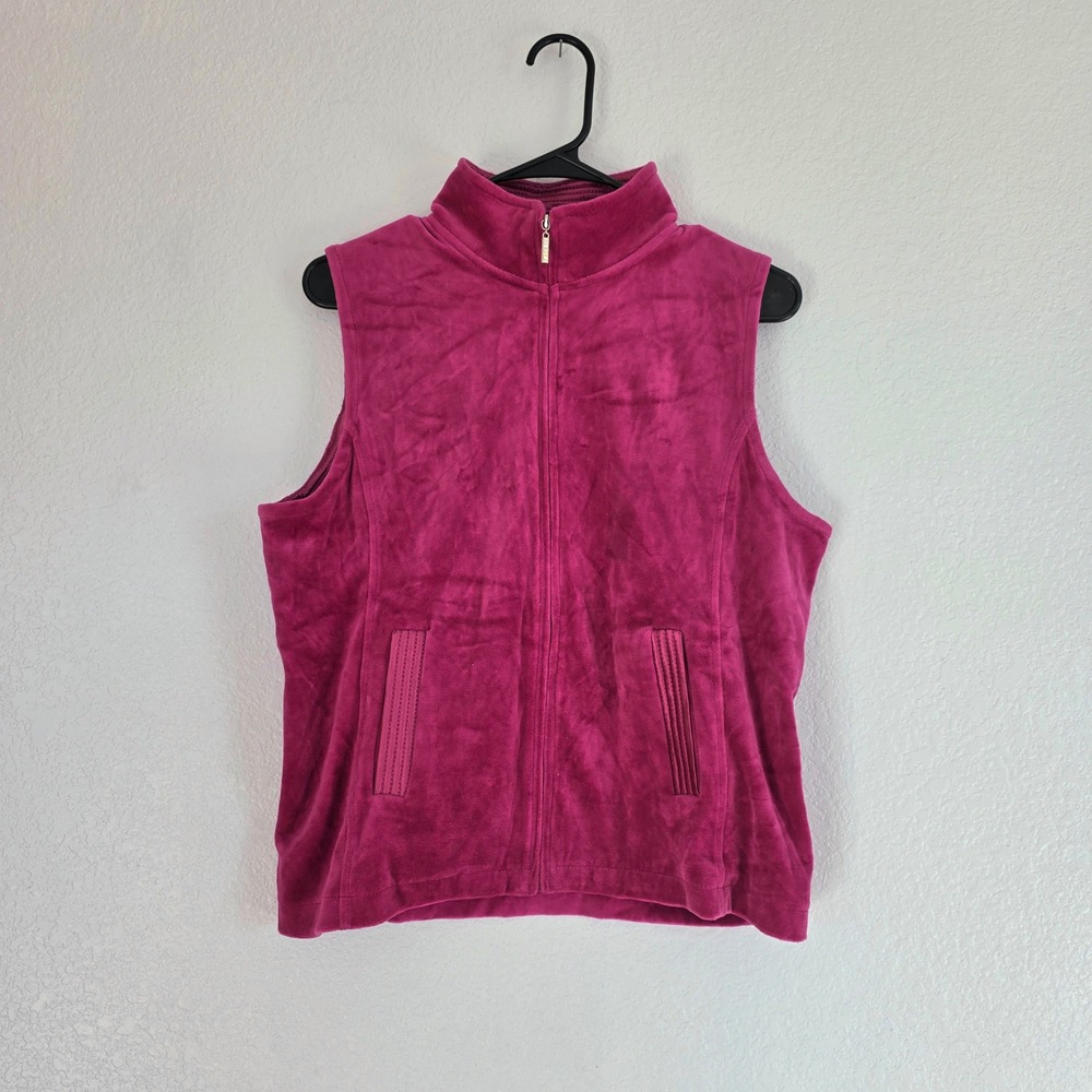 White Stag Womens Pink Zip Up Velour Vest Size S 4 6 - Picture 3 of 12